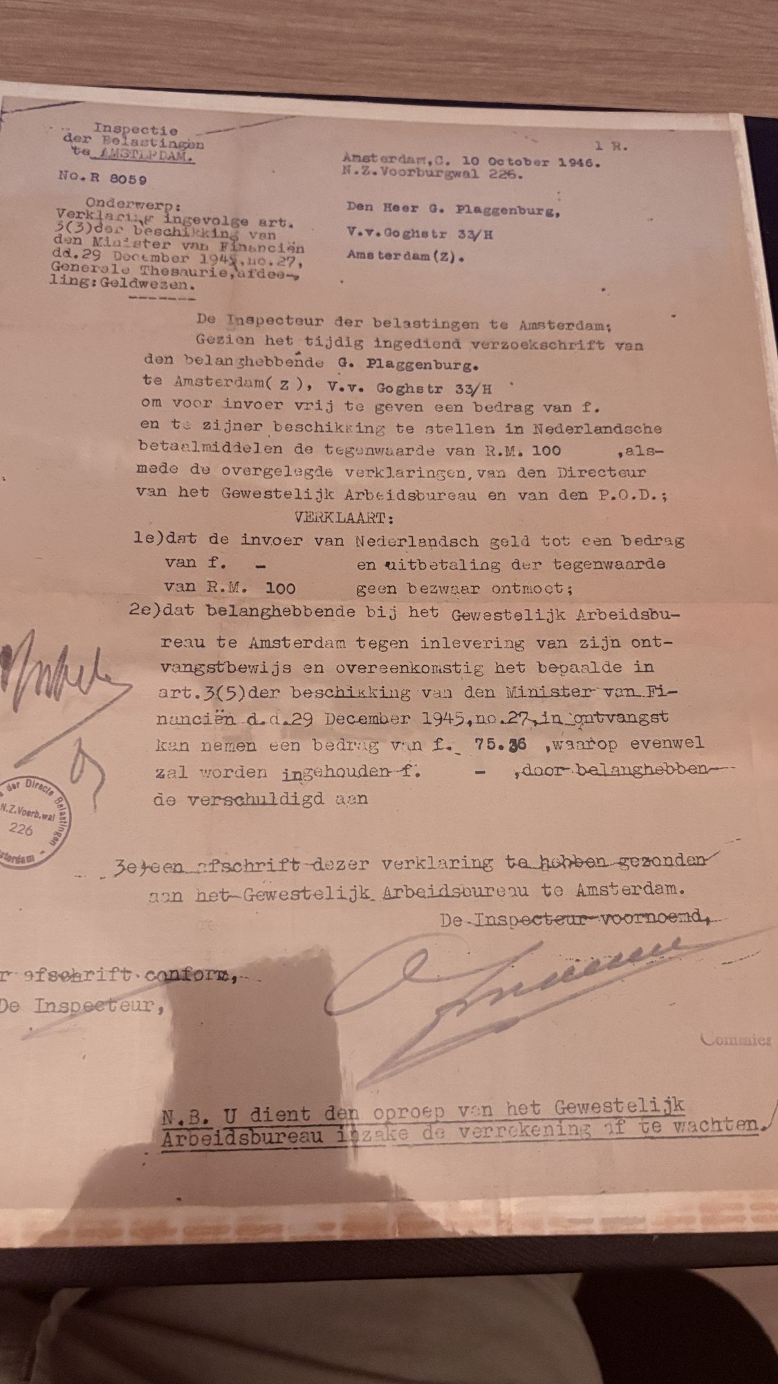 Belastingbrief 1946