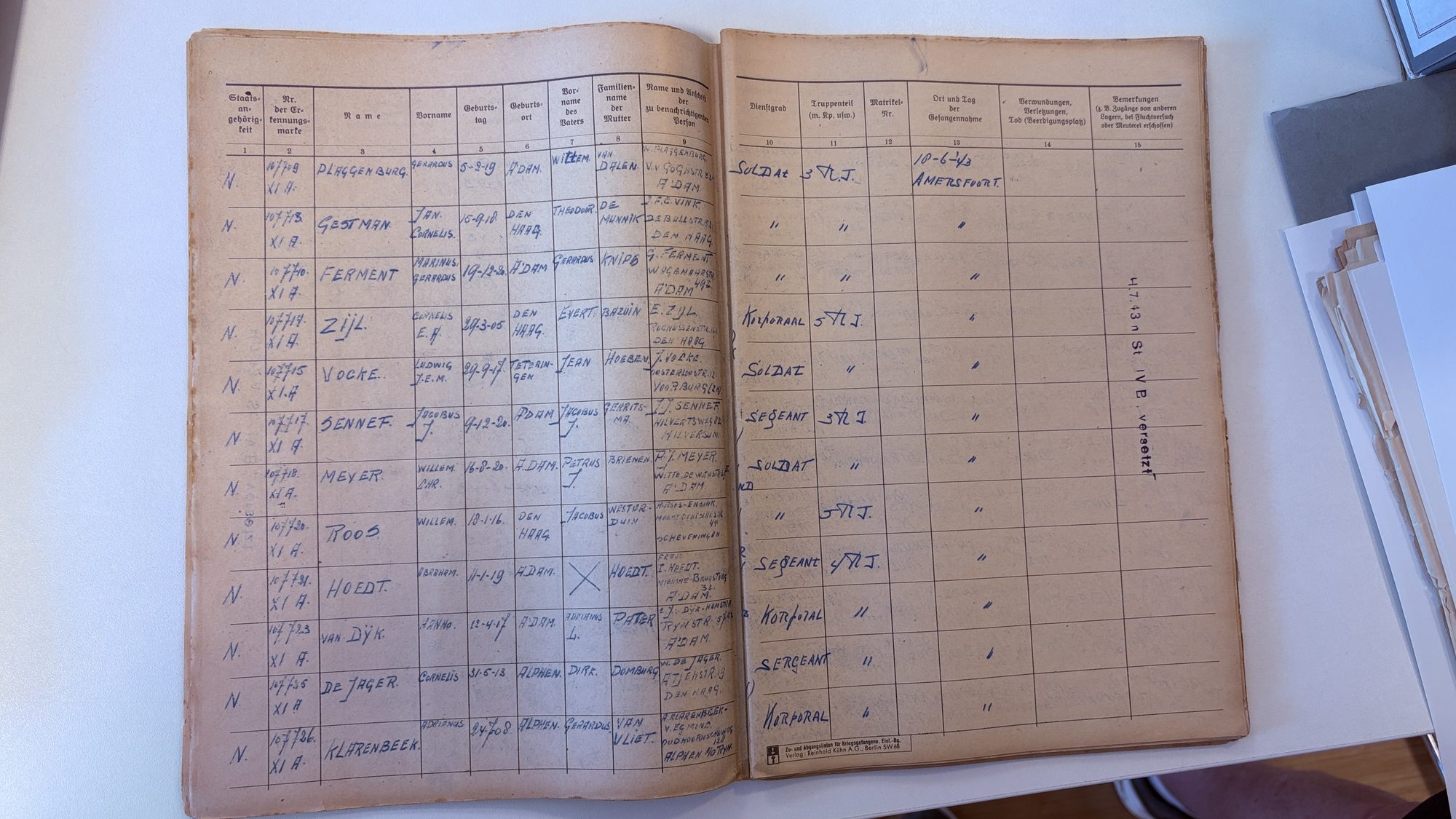 Pagina 61 van het mutatieregister, met Gerardus Plaggenburg als eerste naam bovenaan.